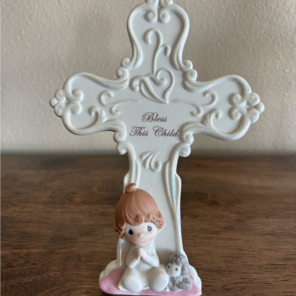 Precious Moments Cross - Cream and Pink